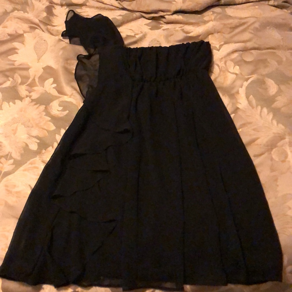 NWT Black Ruffled Strapless Cocktail Dress Size S